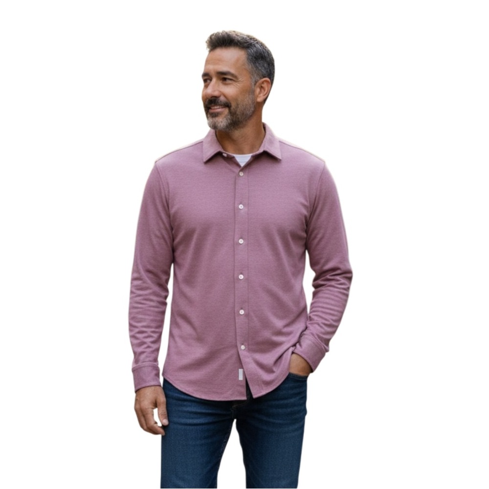 Alfani Men's Long‎ Sleeve Button Down Shirt, Color Mauve, Size Large